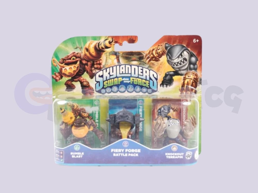 Sky Landers swap force Bumble Blast, Fiery Forge Battle Back, Knockout Terrafin )
